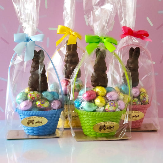 Easter Egg Basket with Milk Chocolate Bunny & Foil-Wrapped Chocolate Eggs
